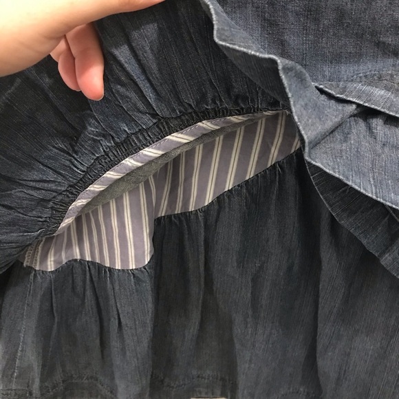 Anthropologie Ett Twa Bucolic Chambray Skirt 4 blue denim ruffles - Picture 4 of 10